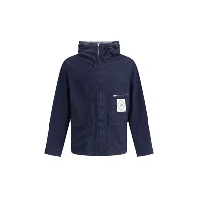 C.p. Company C.p.company Men Goggle 50 Yarns Jacket With Hood In Blue