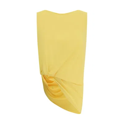 Jacquemus Draped Sleeveless Asymmetric Lightweight Top In Yellow