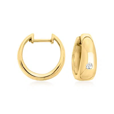 Ross-simons Diamond Huggie Hoop Earrings In 18kt Gold Over Sterling In White