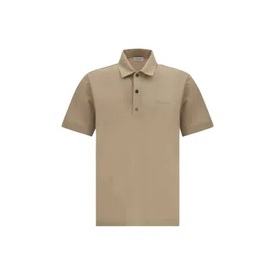 Ferragamo Logoed Polo Shirt With Side Slits In Beige