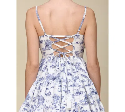 Avec Les Filles Fit & Flare Dress In Savanna Toile,dark Navy,cream