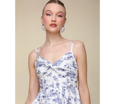 Avec Les Filles Fit & Flare Dress In Savanna Toile,dark Navy,cream