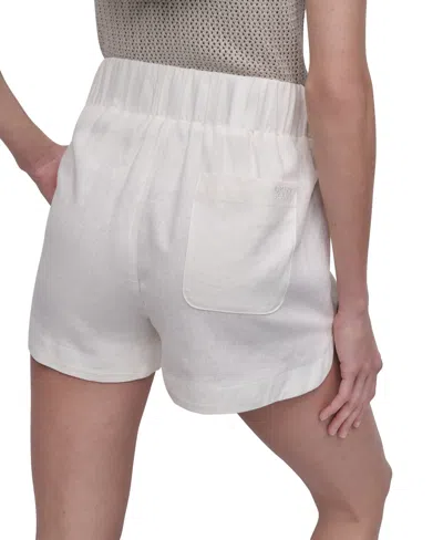 Dkny Jeans Women's High-rise Dolphin-hem Shorts In Ivy - Ivory