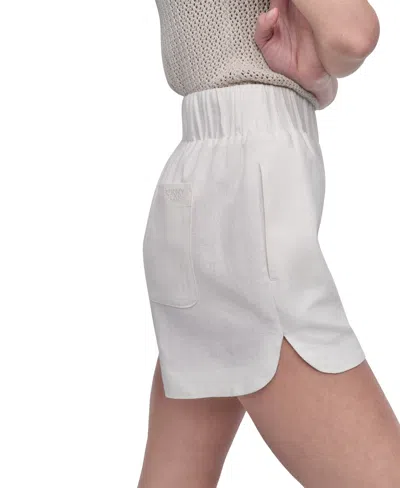 Dkny Jeans Women's High-rise Dolphin-hem Shorts In Ivy - Ivory