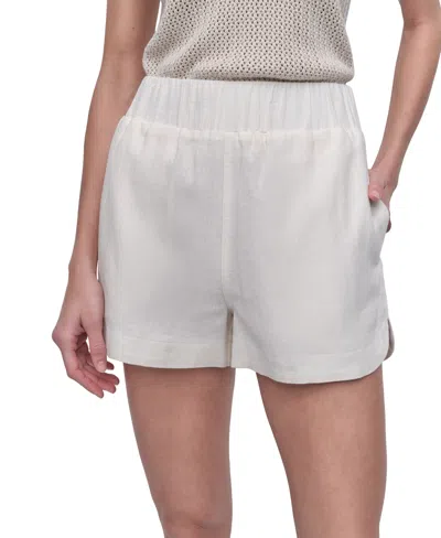 Dkny Jeans Women's High-rise Dolphin-hem Shorts In Ivy - Ivory
