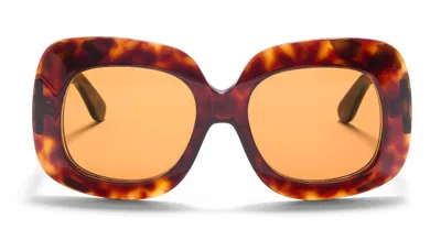 Valentino Orange Square Ladies Sunglasses Vls-180 C 59 In Havana/gold