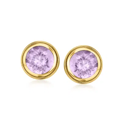 Ross-simons Amethyst Stud Earrings In 18kt Gold Over Sterling In Purple