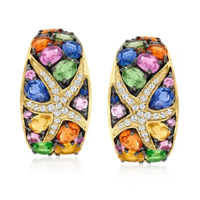 Ross-simons Multicolored Sapphire And . Diamond Starfish Drop Earrings With . Tsavorites In 14kt Yellow Gold In Multi