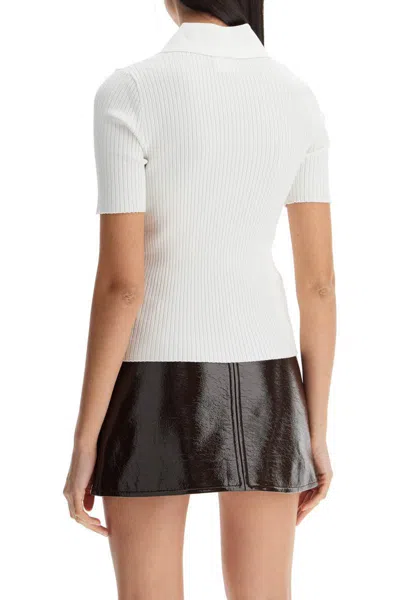 Courrèges Iconic Rib-knit Polo Shirt In White