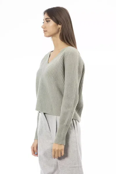 Alpha Studio Green Wool Sweater In Green