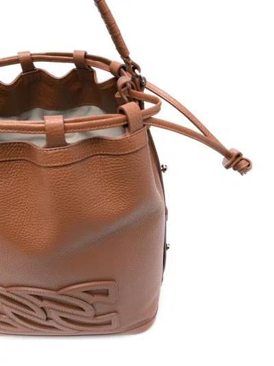 Casadei Voyage Leather Bucket Bag In Leather Brown