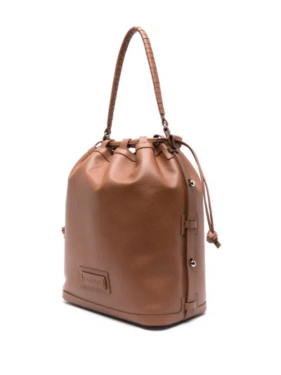 Casadei Voyage Leather Bucket Bag In Leather Brown