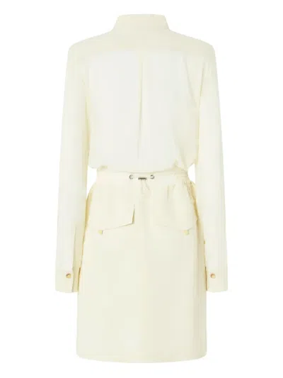 Pinko Button-up Midi Dress With Drawstring Waist In White