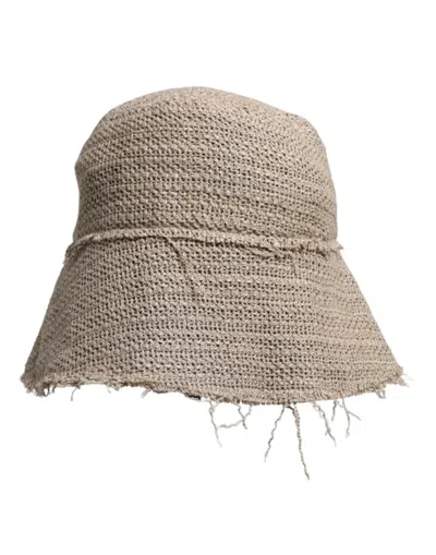 Dolce & Gabbana Beige Linen Wide Brim Bucket Hat In Beige