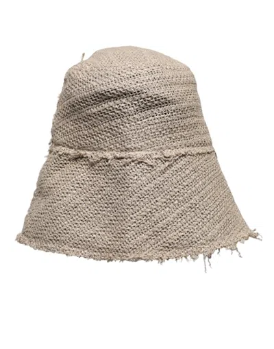 Dolce & Gabbana Beige Linen Wide Brim Bucket Hat In Beige