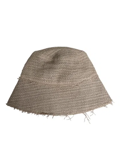 Dolce & Gabbana Beige Linen Wide Brim Bucket Hat In Beige