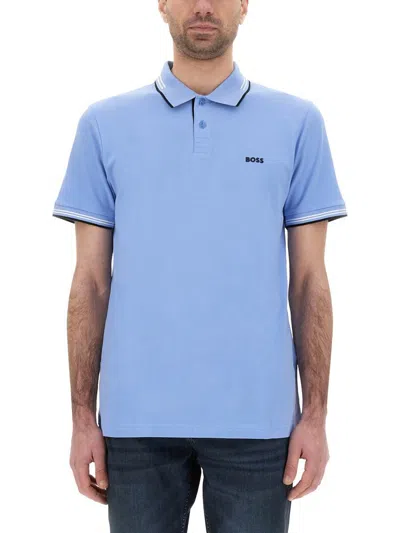 Hugo Boss Boss Slim Fit Stretch Cotton Polo In Blue