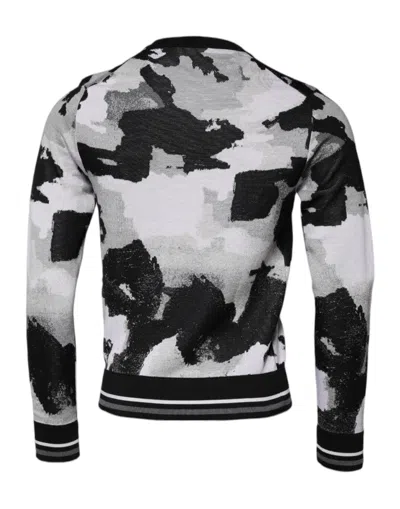 Dolce & Gabbana Multicolor Camouflage Crew Neck Men Pullover Sweater In Multicolor