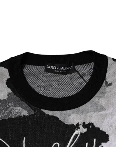Dolce & Gabbana Multicolor Camouflage Crew Neck Men Pullover Sweater In Multicolor