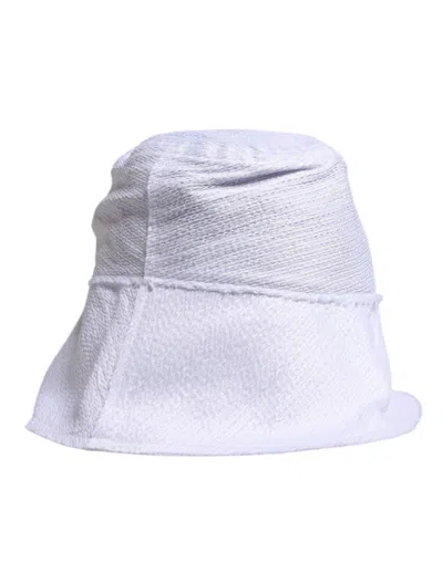 Dolce & Gabbana White Polyester Wide Brim Bucket Hat In White
