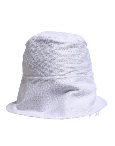 Dolce & Gabbana White Polyester Wide Brim Bucket Hat In White