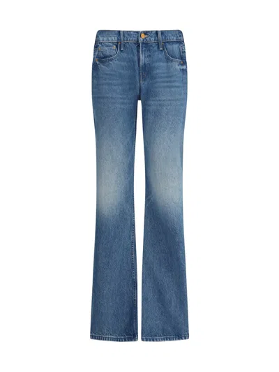 Mother The Mid Rise Maven Sneak Jeans In Washed Blue In Blue