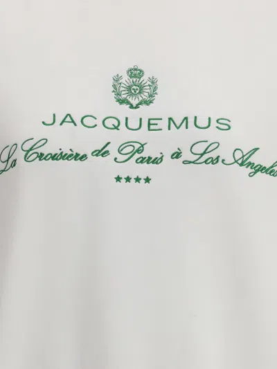 Jacquemus White Sweater With Logo Embroidered On The Front And Short Design In Cotton Woman In White