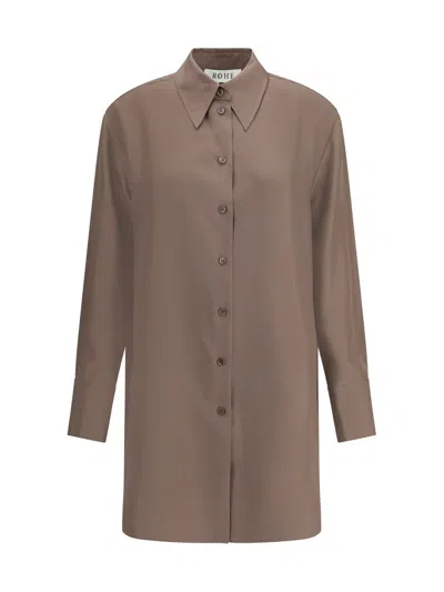 Rohe Long Silk Shirt In Brown