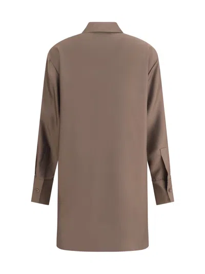 Rohe Long Silk Shirt In Brown