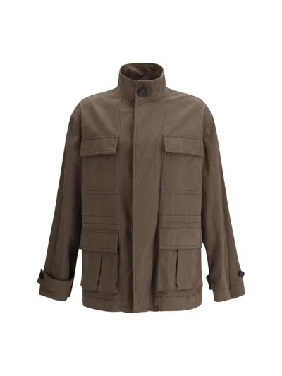 Ferragamo Cotton Jacket In Brown