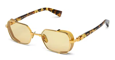 Balmain Brigade Iii - 18k Gold / Spotted Havana Glasses In Black, Grey
