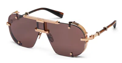 Balmain Colonel Sunglasses In Brown, Gold