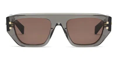Balmain B-army Ii - Crystal Grey / 12k Gold Sunglasses In Crystal, Gold