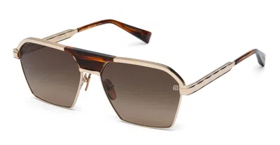 Balmain Sergeant Sunglasses In Brown, Gold