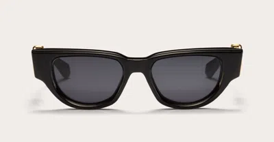 Valentino Logo-plaque Sunglasses In Black, Rose Gold