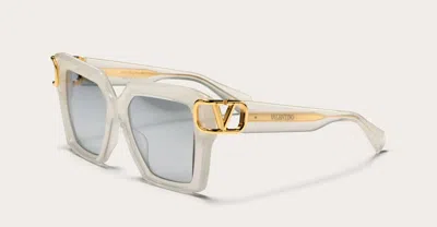 Valentino Transparent I Squared Frame Sunglasses In Beige
