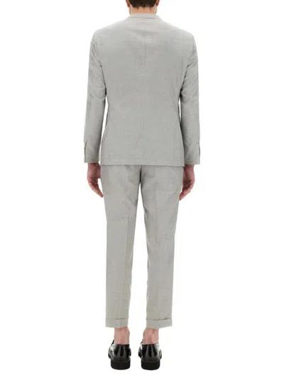 Hugo Boss Slim-fit Suit In Micro-patterned Wool And Silk In Gray