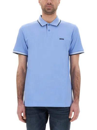 Hugo Boss Boss Slim Fit Stretch Cotton Polo In Blue