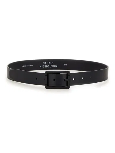 Studio Nicholson Leather Belt In Blue