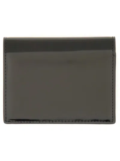 Diesel Bi-fold Card Holder In Mirrored Leather In Black