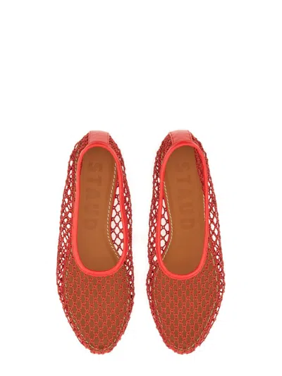 Staud Alba Ballet Flats Red Netting In Red