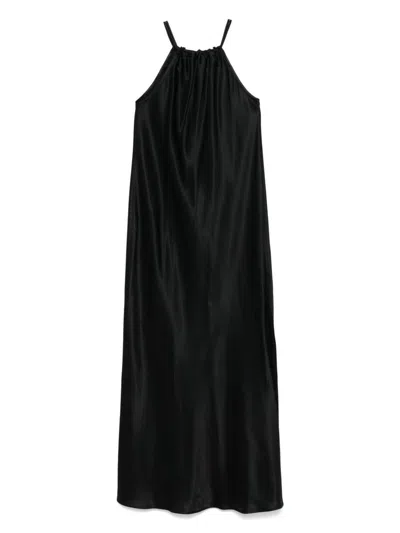 Antonelli Black Silk Blended Midi Dress In Black