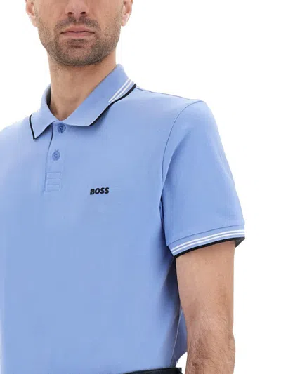 Hugo Boss Boss Slim Fit Stretch Cotton Polo In Blue