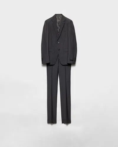 Prada Wool And Mohair Single-breasted Suit In Slate Gray