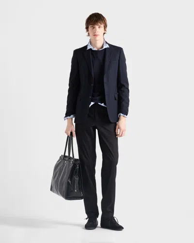 Prada Stretch Poplin Pants In Black