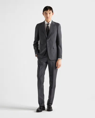 Prada Wool And Mohair Single-breasted Suit In Slate Gray
