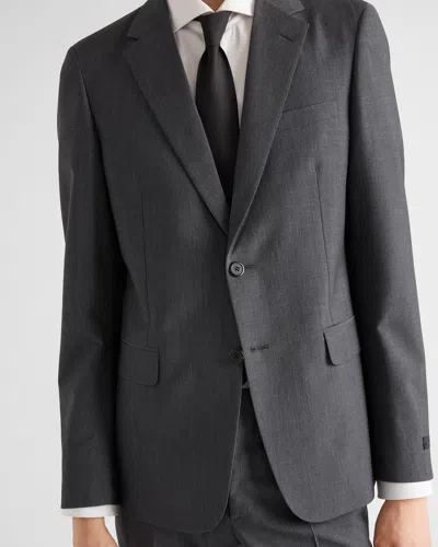 Prada Wool And Mohair Single-breasted Suit In Slate Gray