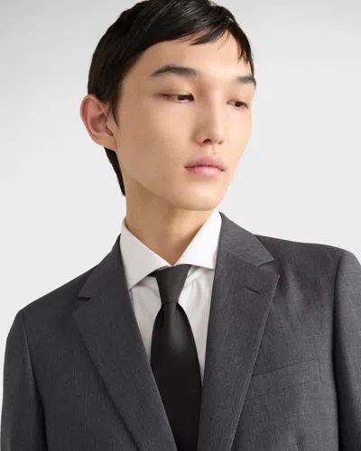Prada Wool And Mohair Single-breasted Suit In Slate Gray