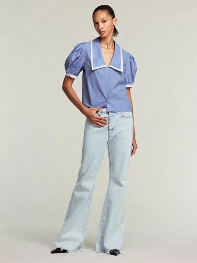 Frame The Lax Frayed High Waist Flare Jeans In Wisp Raw Fray