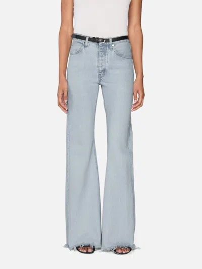 Frame The Lax Frayed High Waist Flare Jeans In Wisp Raw Fray